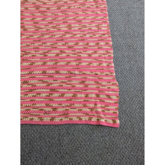 Hand Made Crochet Knit Afghan Throw Lap Blanket 59" x 49" Pinks - Picture 2 of 6